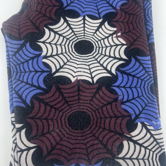 Lularoe Leggings Womens One Size Large Black Purple Blue Halloween Spiders - Picture 3 of 7